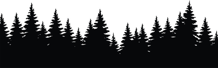 Black silhouette of pine trees against  © MDSHAHIN