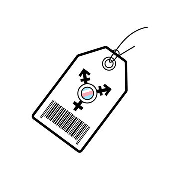 non-binary, genderfluid symbol on price tag