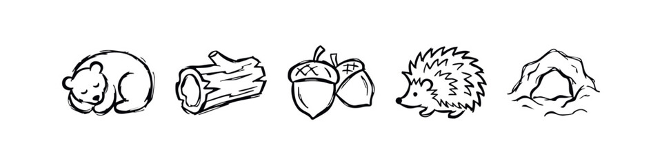 Hand Drawn Woodland and Hibernation Themed Sketches © liubomir118809
