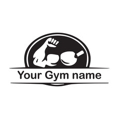 Obraz premium Gym Logo Template with Bicep and Dumbbell