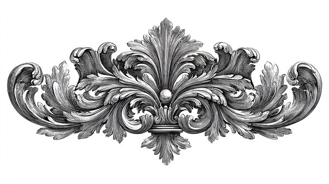 Baroque floral arabesque ornament bundle with intricate details and textures