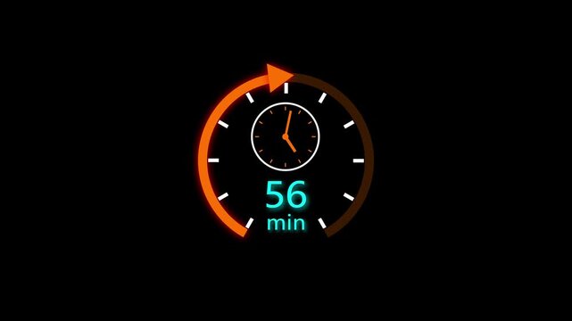 56 min clock icon animation. Clock 56-minute icon Digital and analog clock 56 minutes isolated on white background. and creating a stunning video.4k video.
