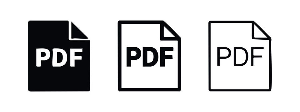 PDF file document icon set. Portable Document Format symbol vector illustration.