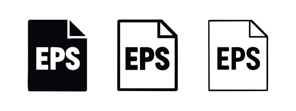EPS Encapsulated PostScript File Icon Set - Solid, Outlined, and Thin Outline Versions