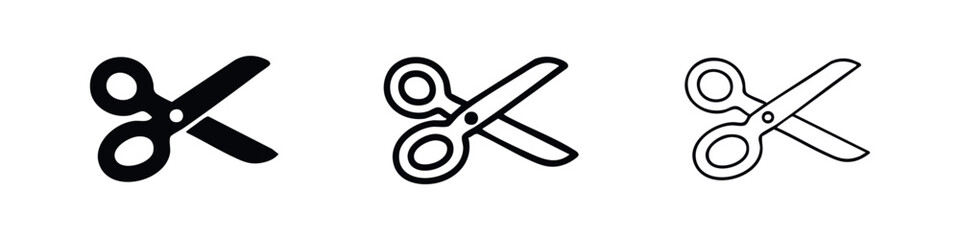 Hand-drawn closed scissor icons set. Vector illustration of cutting tool symbols for craft, school, or office supplies. © liubomir118809