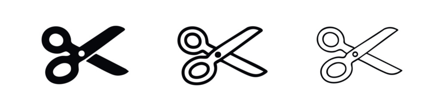 Hand-drawn closed scissor icons set. Vector illustration of cutting tool symbols for craft, school, or office supplies.