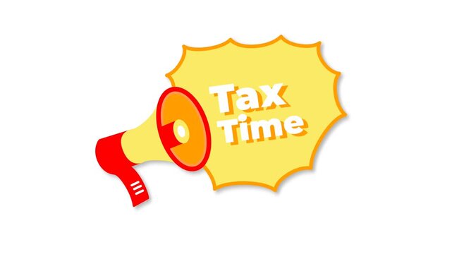 Tax Time Announcement with Megaphone Illustration - Announcing Financial Deadlines and Opportunities