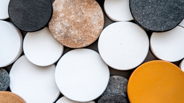 Assorted round shapes arranged in a close-up pattern design concept