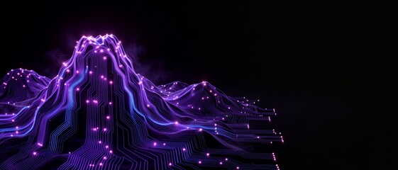 Abstract big data visualization and digital terrain for technology innovation and cybersecurity background