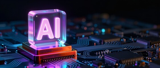 Artificial intelligence AI processor on circuit board for machine learning and future tech innovation