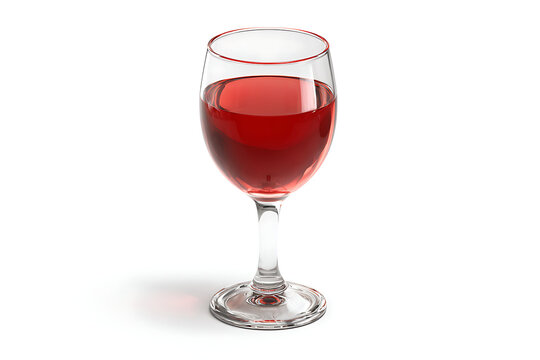A glass of red wine on a white background