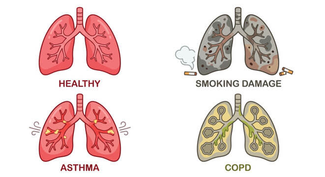 Comparing healthy lungs to those affected by smoking asthma and copd