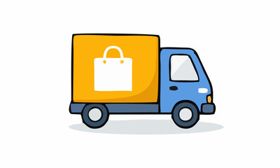 Fototapeta premium line art color of delivery truck cartoon illustration