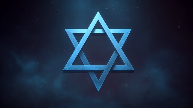 Blue Star of David with textured edges and dark background