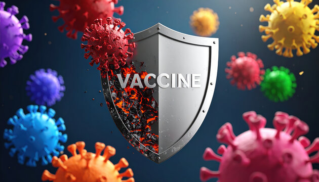 Vaccine efficacy variants shield virus protection immunization pandemic vaccine efficacy against variants concept with shield blocking virus