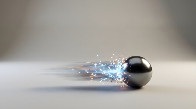 Metallic sphere crashing with spark impact effect
