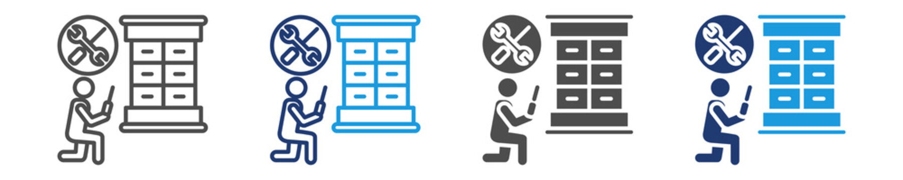 furniture assembly icon set multiple style