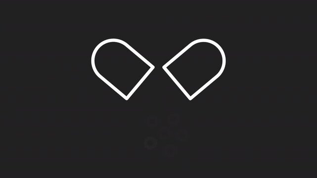 Animated Medicine Capsule Opening White  Line Icon. Pharmaceutical drug dosage treatment and healthcare medication concept. Icon animation on transparent background