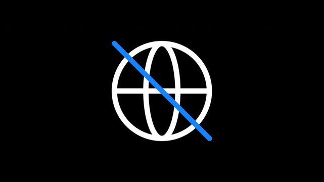 Animated no internet connection icon representing offline status, network failure, and connectivity issues. Ideal for system alerts, app interfaces, troubleshooting visuals, and digital error states.