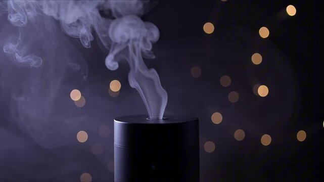 sleep aromatherapy with lavender mist flow from matte black diffuser for a better relaxation atmosphere