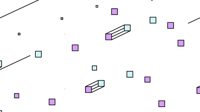 Abstract geometric pattern with pastel squares and lines on white background minimalist design