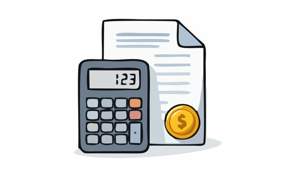 line art color of financial accounting and budget calculation concept