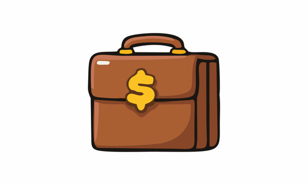 line art color of briefcase cartoon illustration