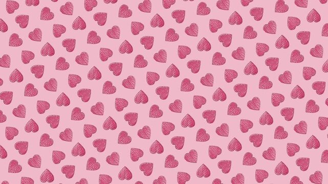 Pink Heart Pattern Seamless Texture Hand Drawn Doodle Style Romantic Background for Valentines
