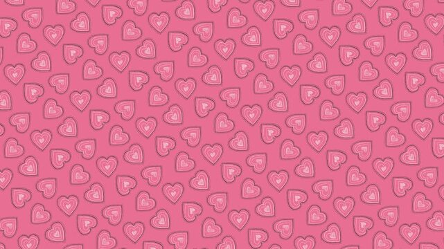 Pink Heart Pattern Seamless Texture Hand Drawn Sketch Style Valentine Romance Love Celebration