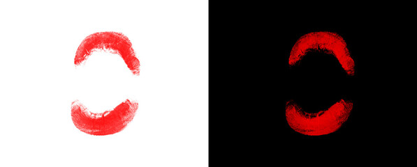 Fototapeta premium Abstract red lip outline on transparent background for modern style.