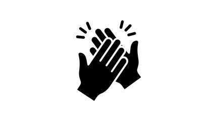 Obraz premium A minimalist black silhouette icon of two hands clapping.