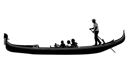 Silhouetted gondola with passengers and gondolier on the water © Sakib Studio