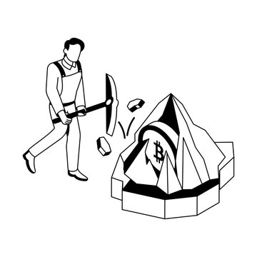 An icon denoting a crypto mining in isometric style
