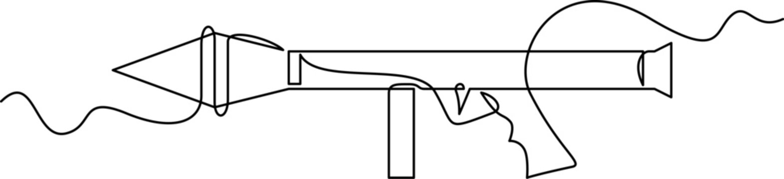 one line art Rocket Launcher vector illustration. line art, one continuous line, simple, hand drawn and sketch style. for icons, symbols, signs or logos. PNG