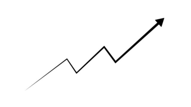 Animated black arrow moving up right on clean white background for directional indicator, growth, and progress visuals pointer direction simple pointing minimalist