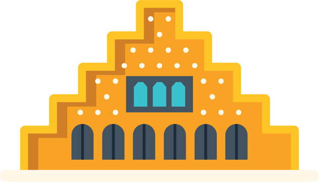 Ziggurat building featuring ancient babylonian architecture flat vector icon