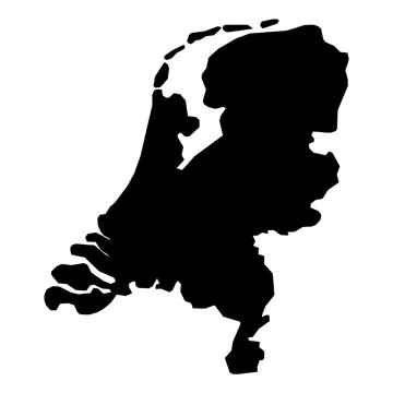 Netherlands Black Map Flat Design