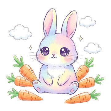 Colorful hand-drawn illustration of a beautiful flower bouquet in a blue vase.