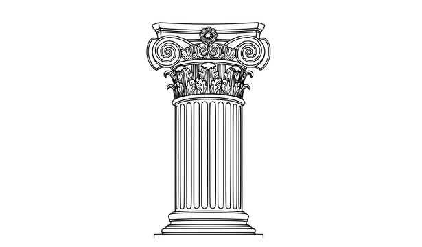 Title:
Ancient theatre pillar detailed outline vector classical architecture column icon isolated on white background