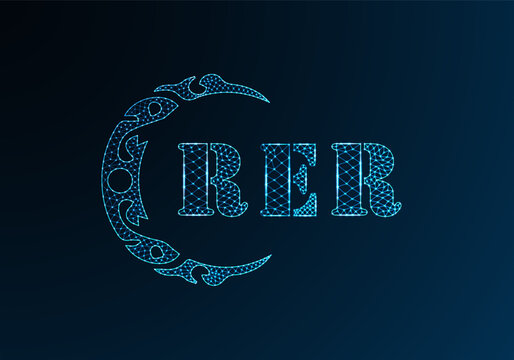 Low poly letter logo RER design. RER letter logo low poly vector design on blue color gradient background. RER logo low poly design