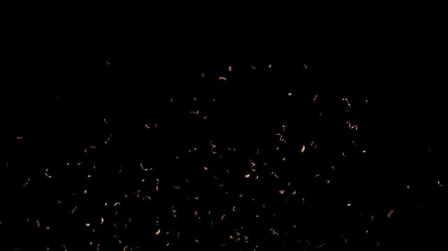 Golden Confetti Celebration Animation Background, Floating gold confetti particles festive luxury for celebration party intros, holiday greetings, event promotions, festive overlays, glamorous 3D 4L