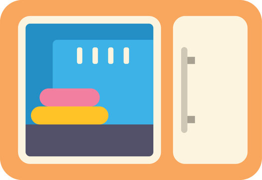 Fridge storing food in a cooling compartment, with an icon style