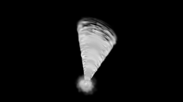 Special effect overlay simulating a gigantic tornado spinning on itself, on a black background