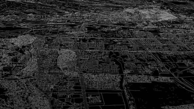 3D looped animation of city - Dushanbe Tajikistan