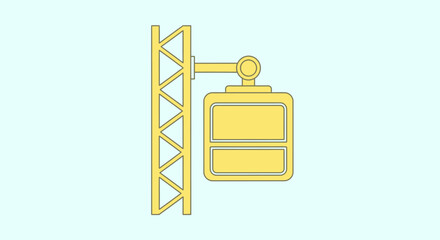 Yellow cable car station on light blue background, minimalist vector illustration © mecca