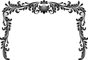 Naklejka premium A filigree heraldic crest motif floral pattern border frame. Original design in a vintage style.