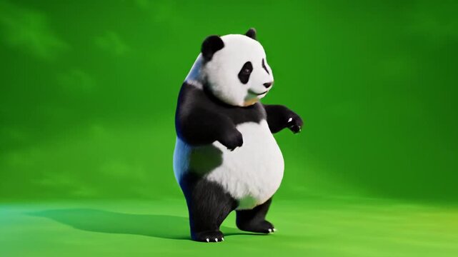 Animated Dancing Bear Panda Character on Green Screen