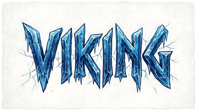 Viking Word Mark in Frost: A stylized word mark spells out Viking with frosty blue letters, evoking a sense of icy strength and Nordic heritage.