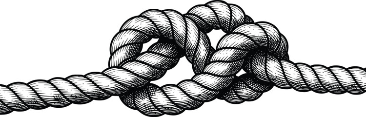 Detailed Hand Drawn Rope Knot Vintage Engraving Nautical Vector Illustration