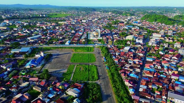 aerial view of the former Termindung airport in Samarinda in the afternoon